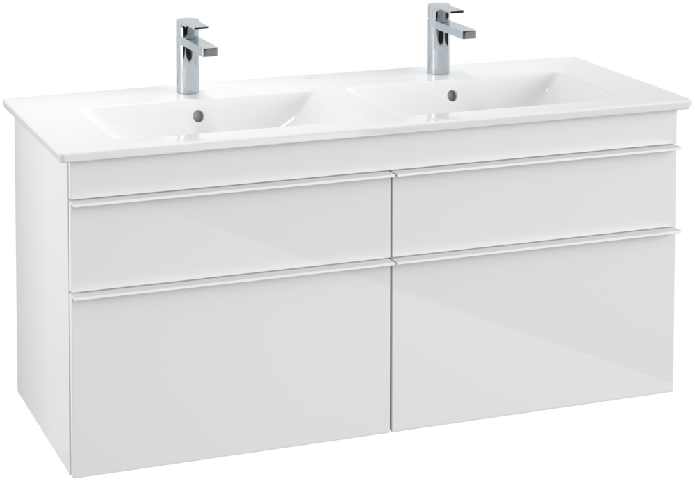 Тумба під раковину Villeroy & Boch Venticello 125,3х50,2 см МДФ глянсовий білий/ручка алюміній білий A93002DH