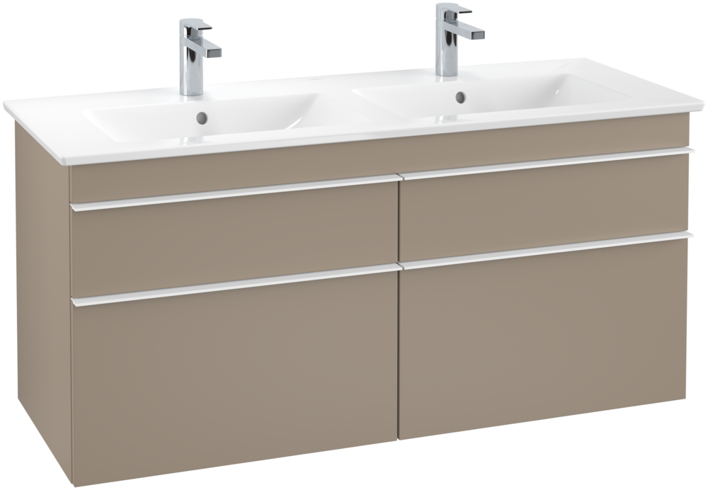 Тумба под раковину Villeroy & Boch Venticello 125,3х50,2 ДСП трюфель серый/ручка алюминий белый A93002VG