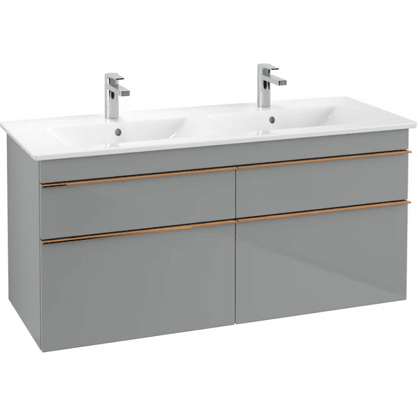 Тумба під раковину Villeroy & Boch Venticello 125,3х50,2 см МДФ скло глянсове сіре/ручка мідь A93005RA