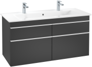 Тумба під раковину Villeroy & Boch Venticello 115,3х50,2 см МДФ чорний матовий лак/ручка алюміній білий A92902PD