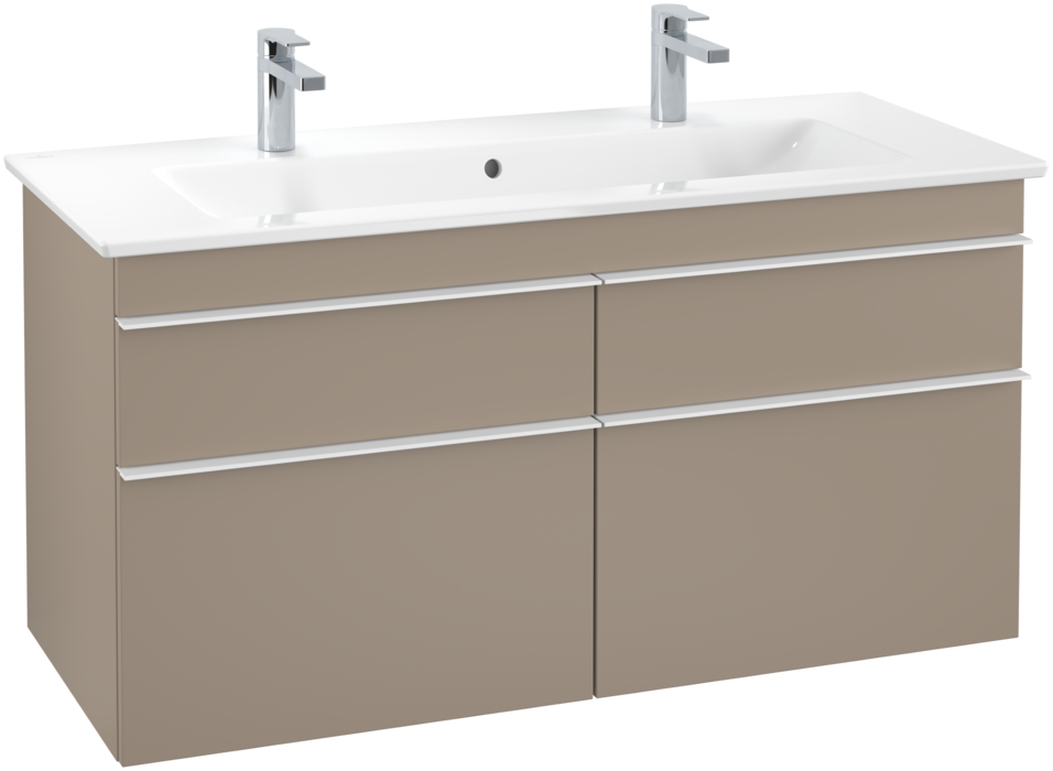 Тумба под раковину Villeroy & Boch Venticello 115,3х50,2 ДСП трюфель серый/ручка алюминий белый A92902VG