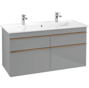 Тумба под раковину Villeroy & Boch Venticello 115,3х50,2 см МДФ стекло глянцевое серое/ручка медь A92905RA
