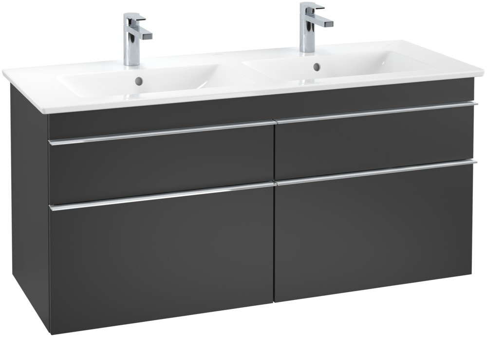 Тумба під раковину Villeroy & Boch Venticello 125,3х50,2 см МДФ чорний матовий лак/ручка хром A93001PD