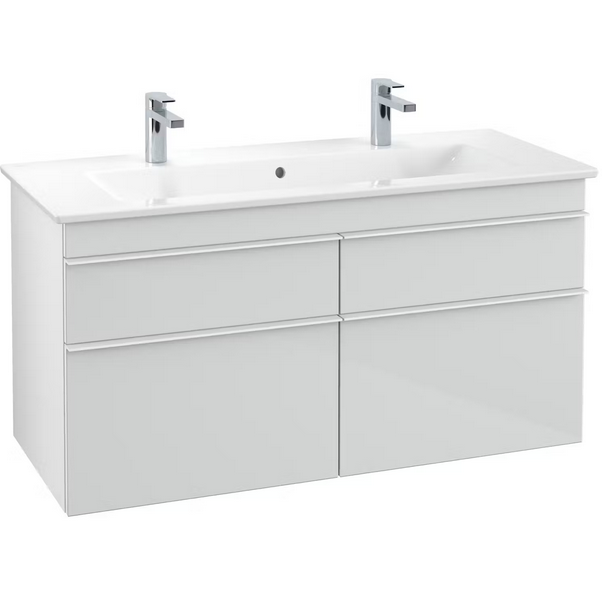 Тумба под раковину Villeroy & Boch Venticello 115,3х50,2 см МДФ стекло глянцевое белое/ручка алюминий белый A92902RE