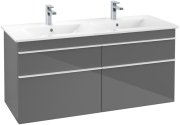 Тумба під раковину Villeroy & Boch Venticello 125,3х50,2 см МДФ глянсовий сірий/ручка алюміній білий A93002FP