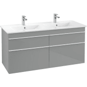 Тумба под раковину Villeroy & Boch Venticello 125,3х50,2 см МДФ стекло глянцевое серое/ручка алюминий белый A93002RA