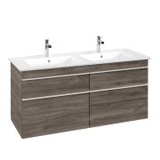 Тумба під раковину Villeroy & Boch Venticello 125,3х50,2 см ДСП кам'яний дуб/ручка алюміній білий A93002RK