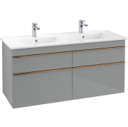 Тумба под раковину Villeroy & Boch Venticello 125,3х50,2 см МДФ стекло глянцевое серое/ручка медь A93005RA