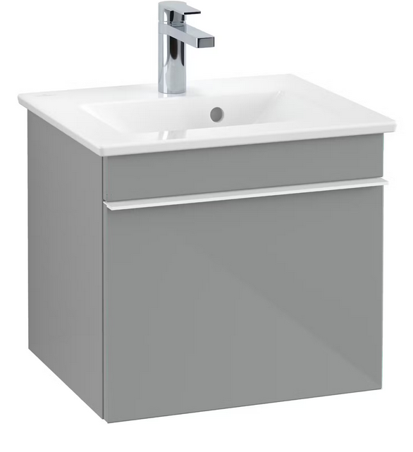 Тумба под раковину Villeroy & Boch Venticello 46,6х42,5 см МДФ стекло глянцевое серое/ручка алюминий белый A93102RA