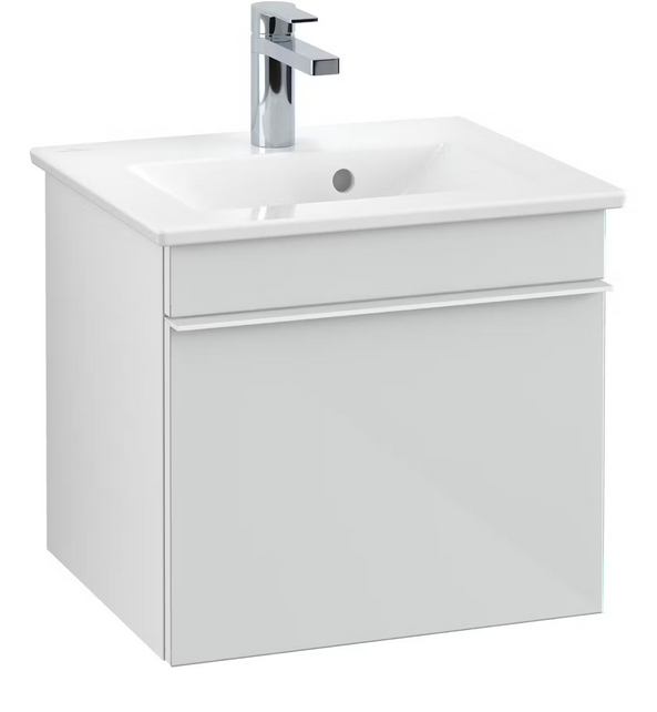 Тумба под раковину Villeroy & Boch Venticello 46,6х42,5 см МДФ стекло глянцевое белое/ручка алюминий белый A93102RE