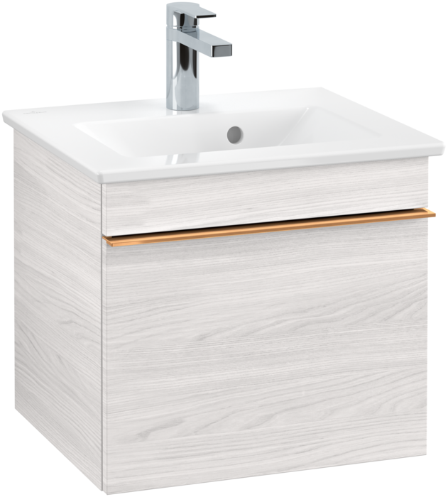 Тумба під раковину Villeroy & Boch Venticello 46,6х42,5 см ДСП/МДФ біле дерево/ручка мідь A93105E8