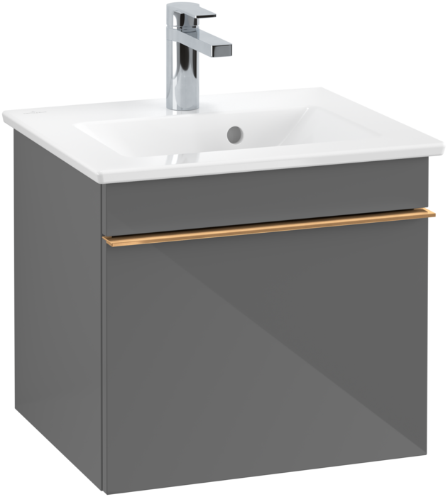 Тумба під раковину Villeroy & Boch Venticello 46,6х42,5 см МДФ глянсовий сірий/ручка мідь A93105FP