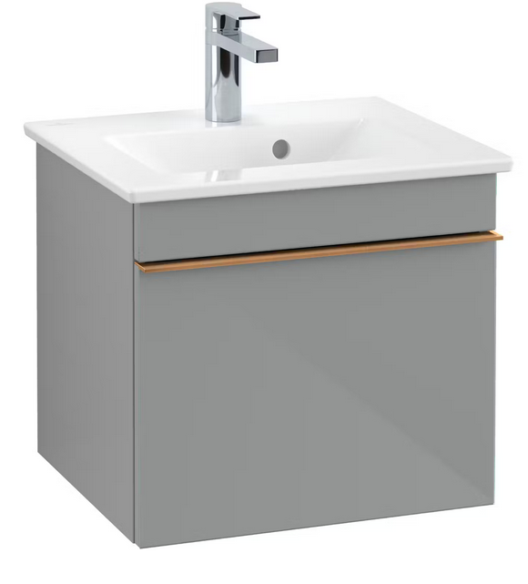 Тумба под раковину Villeroy & Boch Venticello 46,6х42,5 см МДФ стекло глянцевое серое/ручка медь A93105RA
