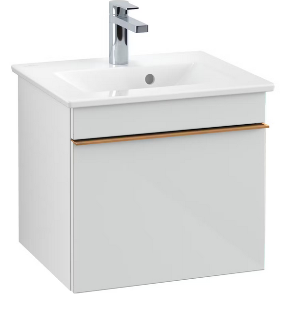 Тумба под раковину Villeroy & Boch Venticello 46,6х42,5 см МДФ стекло глянцевое белое/ручка медь A93105RE