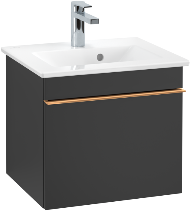 Тумба під раковину Villeroy & Boch Venticello 46,6х42,5 см МДФ чорний матовий лак/ручка мідь A93105PD