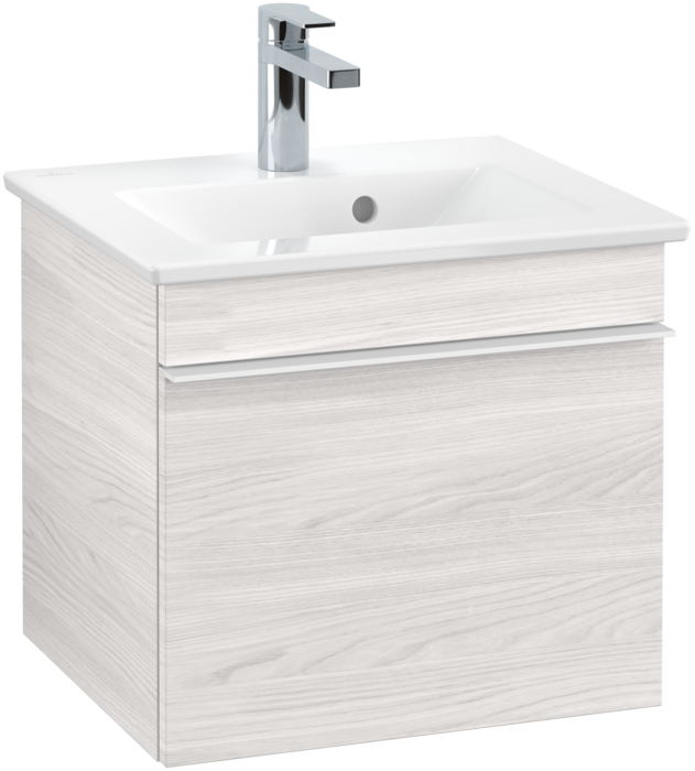 Тумба під раковину Villeroy & Boch Venticello 46,6х42,5 см ДСП/МДФ біле дерево/ручка алюміній білий A93102E8
