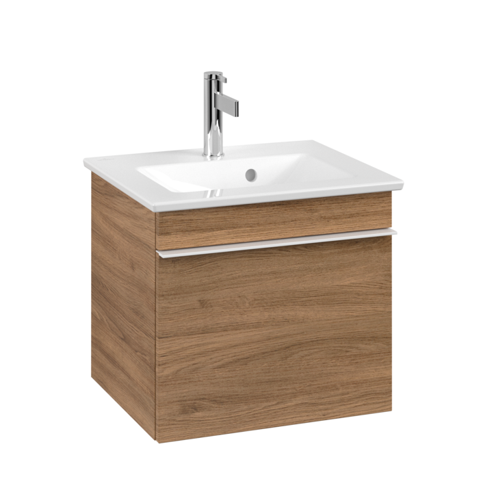 Тумба під раковину Villeroy & Boch Venticello 46,6х42,5 см ДСП дуб канзас/ручка алюміній білий A93102RH