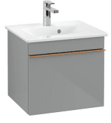 Тумба под раковину Villeroy & Boch Venticello 46,6х42,5 см МДФ стекло глянцевое серое/ручка медь A93105RA