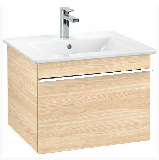 Тумба под раковину Villeroy & Boch Venticello 55,3х50,2 см ДСП вяз печатный/ручка алюминий белый A93202PN