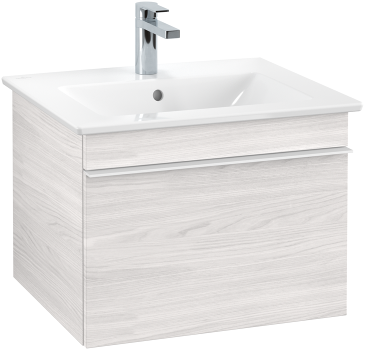 Тумба под раковину Villeroy & Boch Venticello 55,3х50,2 см ДСП/МДФ белое дерево/ручка алюминий белый A93202E8