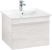 Тумба під раковину Villeroy & Boch Venticello 55,3 х50, 2 см ДСП/МДФ біле дерево/ручка алюміній білий A93202E8