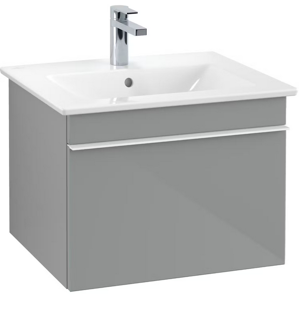 Тумба под раковину Villeroy & Boch Venticello 55,3х50,2 см МДФ стекло глянцевое серое/ручка алюминий белый A93202RA