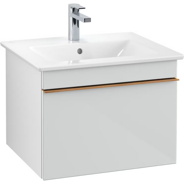 Тумба під раковину Villeroy & Boch Venticello 55,3х50,2 см МДФ скло глянсове біле/ручка мідь A93205RE
