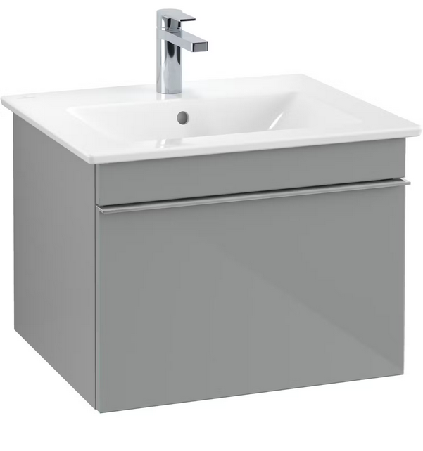 Тумба під раковину Villeroy & Boch Venticello 55,3х50,2 см МДФ скло глянсове сіре/ручка хром A93201RA