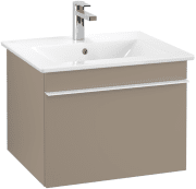 Тумба під раковину Villeroy & Boch Venticello 55,3х50,2 см ДСП трюфель сірий/ручка алюміній білий A93202VG