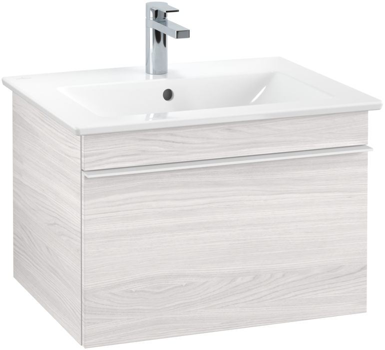 Тумба под раковину Villeroy & Boch Venticello 60,3х50,2 см ДСП/МДФ белое дерево/ручка алюминий белый A93302E8