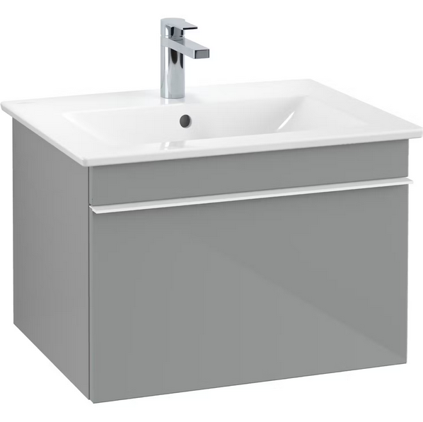 Тумба под раковину Villeroy & Boch Venticello 60,3х50,2 см МДФ стекло глянцевое серое/ручка алюминий белый A93302RA