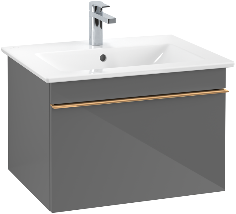 Тумба під раковину Villeroy & Boch Venticello 60,3х50,2 см МДФ глянсовий сірий/ручка мідь A93305FP