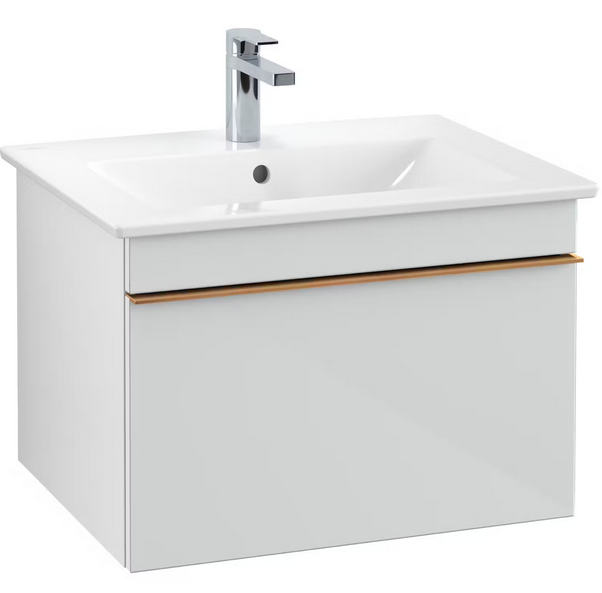 Тумба под раковину Villeroy & Boch Venticello 60,3х50,2 см МДФ стекло глянцевое белое/ручка медь A93305RE