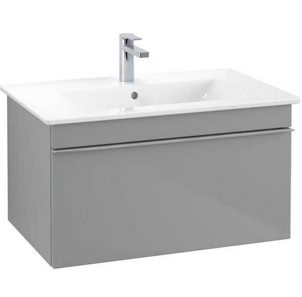 Тумба под раковину Villeroy & Boch Venticello 75,3х50,2 см МДФ стекло глянцевое серое/ручка хром A93401RA