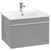 Тумба під раковину Villeroy & Boch Venticello 60,3х50,2 см МДФ скло глянсове сіре/ручка алюміній білий A93302RA
