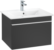 Тумба під раковину Villeroy & Boch Venticello 60,3х50,2 см МДФ чорний матовий лак/ручка алюміній білий A93302PD