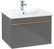 Тумба під раковину Villeroy & Boch Venticello 60,3х50,2 см МДФ глянсовий сірий/ручка мідь A93305FP