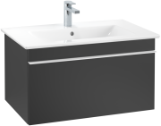 Тумба під раковину Villeroy & Boch Venticello 75,3х50,2 см МДФ чорний матовий лак/ручка алюміній білий A93402RE