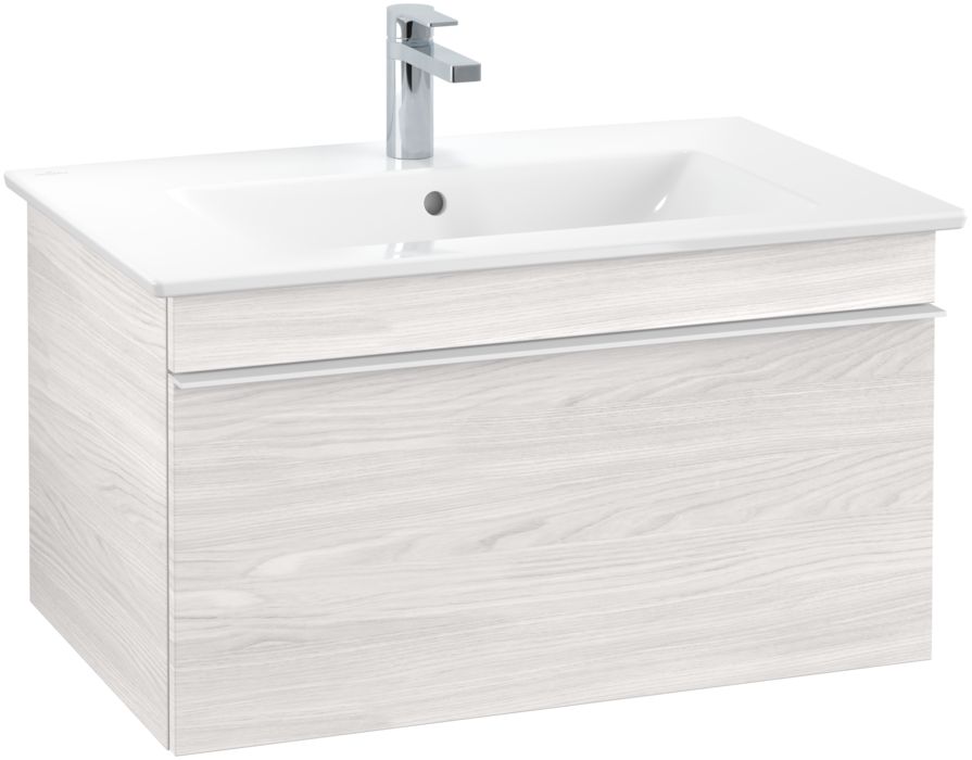 Тумба под раковину Villeroy & Boch Venticello 75,3х50,2 см ДСП/МДФ белое дерево/ручка алюминий белый A93402E8