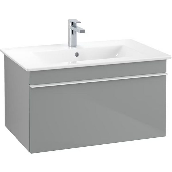 Тумба под раковину Villeroy & Boch Venticello 75,3х50,2 см МДФ стекло глянцевое серое/ручка алюминий белый A93402RA