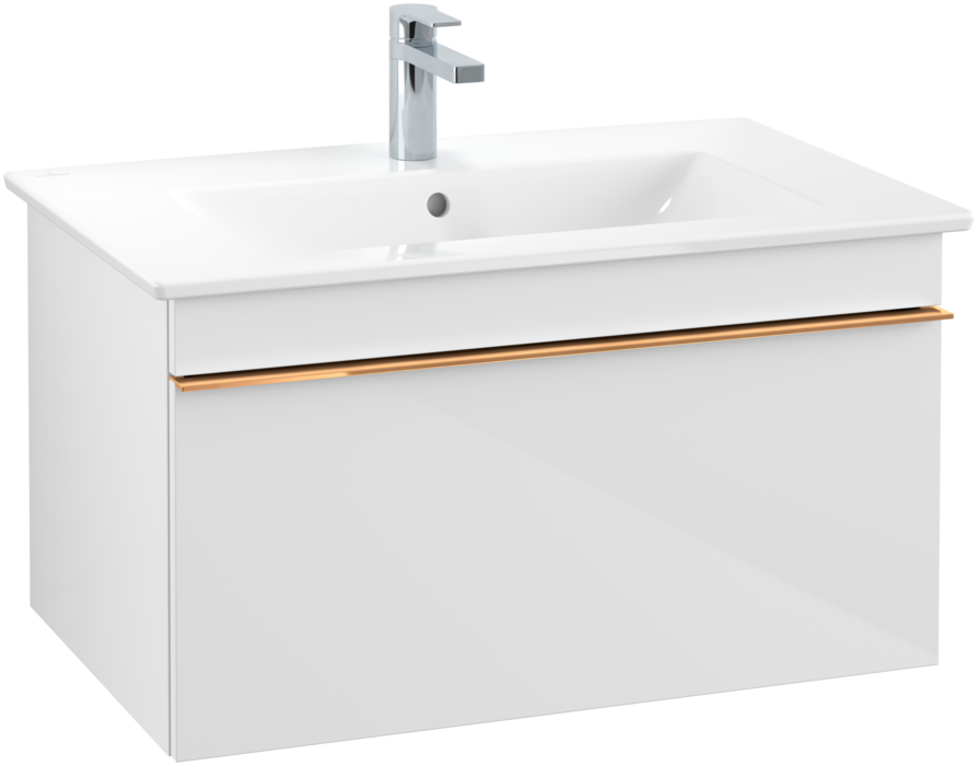 Тумба під раковину Villeroy & Boch Venticello 75,3х50,2 см МДФ глянсовий білий/ручка мідь A93405DH