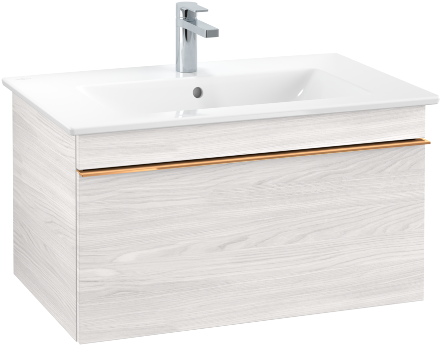Тумба под раковину Villeroy & Boch Venticello 75,3х50,2 см ДСП/МДФ белое дерево/ручка медь A93405E8