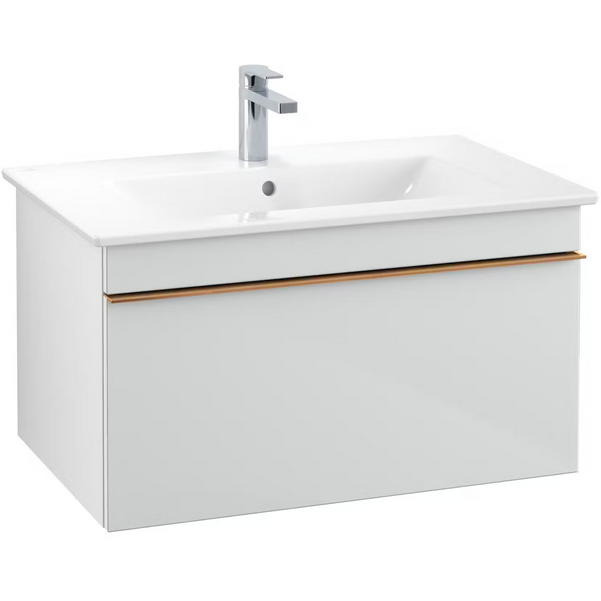 Тумба под раковину Villeroy & Boch Venticello 75,3х50,2 МДФ стекло глянцевое белое/ручка медь A93405RE