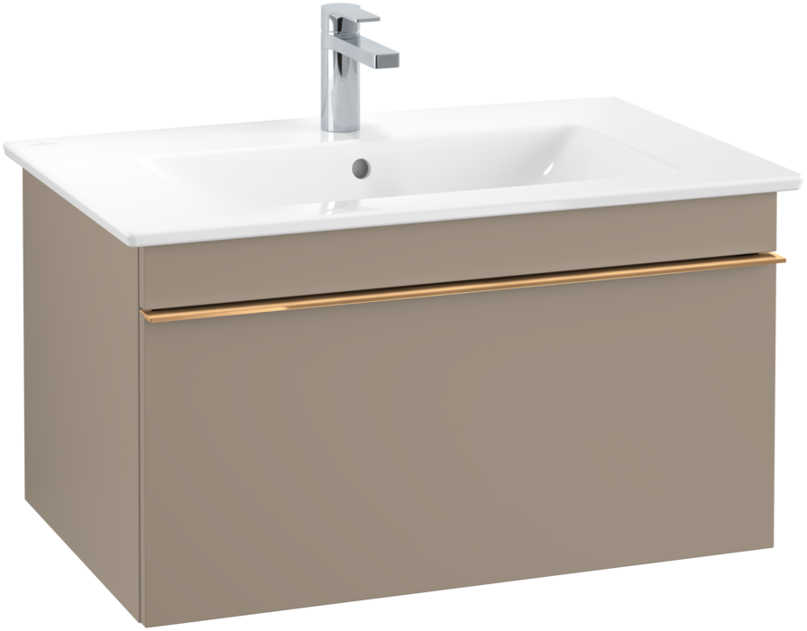 Тумба під раковину Villeroy & Boch Venticello 75,3х50,2 см ДСП трюфель сірий/ручка мідь A93405VG