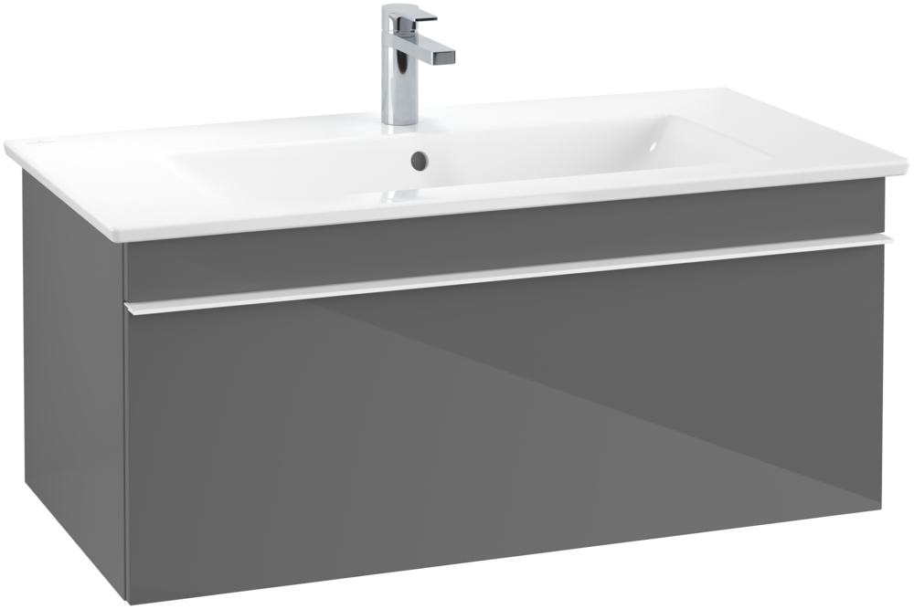 Тумба под раковину Villeroy & Boch Venticello 95,3х50,2 см МДФ глянцевый серый/ручка алюминий белый A93502FP
