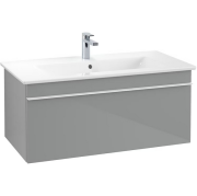 Тумба под раковину Villeroy & Boch Venticello 95,3х50,2 см МДФ стекло глянцевое серое/ручка алюминий белый A93502RA