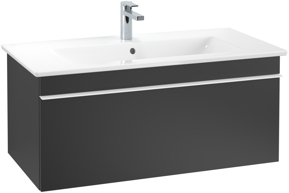 Тумба под раковину Villeroy & Boch Venticello 95,3х50,2 см МДФ черный матовый лак/ручка алюминий белый A93502PD