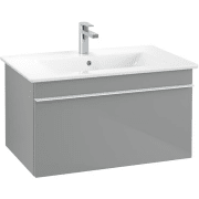 Тумба под раковину Villeroy & Boch Venticello 75,3х50,2 см МДФ стекло глянцевое серое/ручка алюминий белый A93402RA