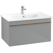 Тумба під раковину Villeroy & Boch Venticello 75,3х50,2 см МДФ скло глянсове сіре/ручка мідь A93405RA