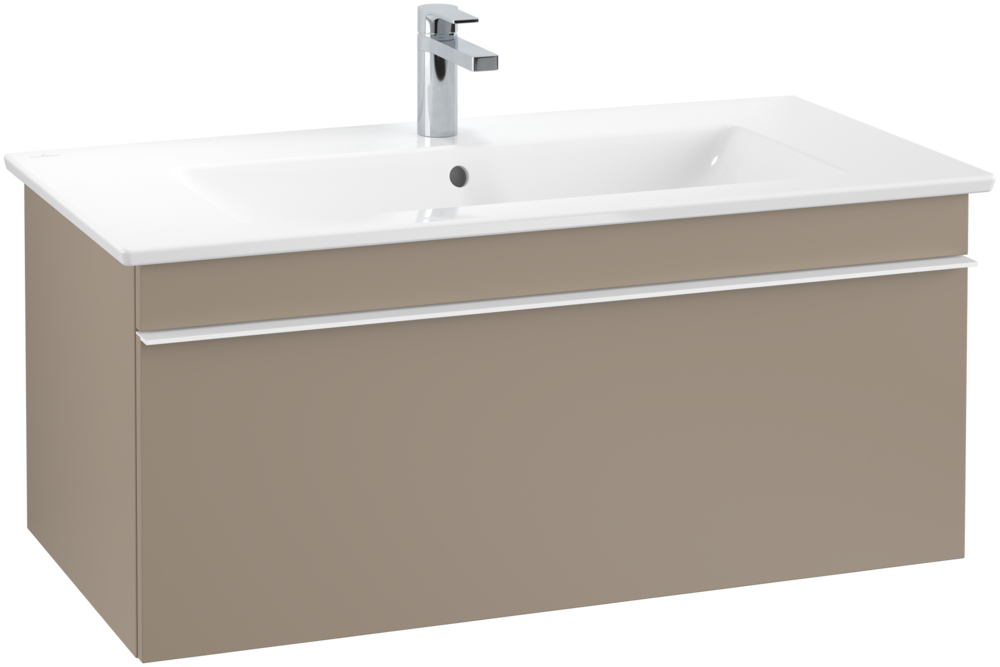 Тумба под раковину Villeroy & Boch Venticello 95,3х50,2 см ДСП трюфель серый/ручка алюминий белый A93502VG